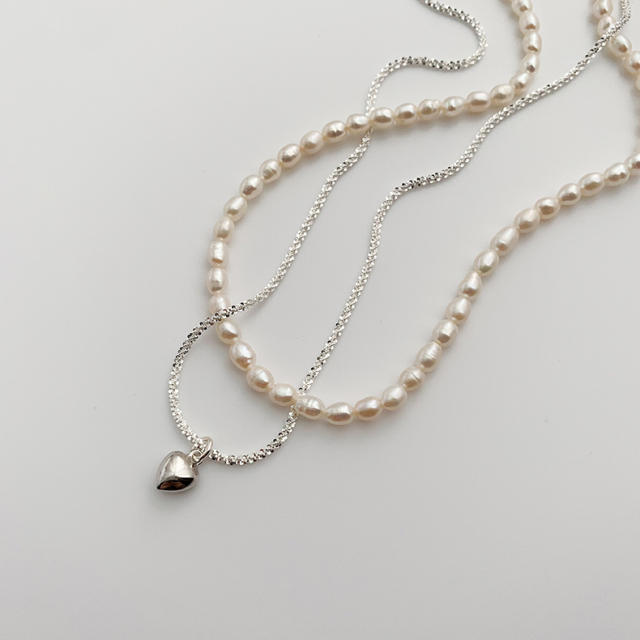 Natural water pearl bead two layer necklace