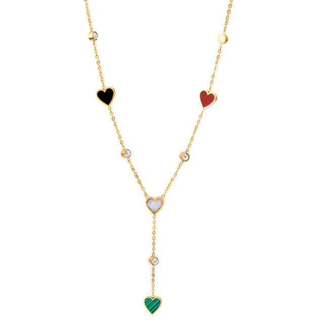 Color heart moon stainless steel necklace lariet necklace