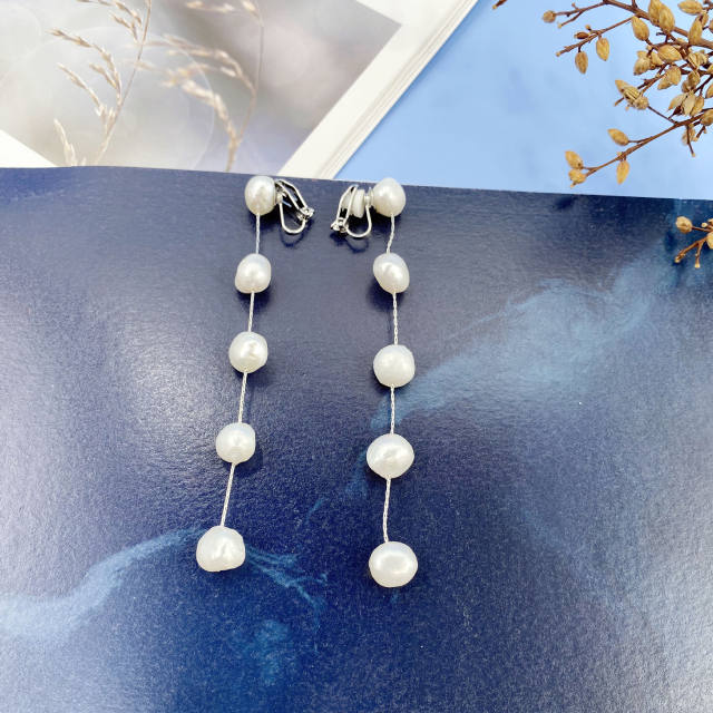 Vintage 925 needle water pearl dangle earrings