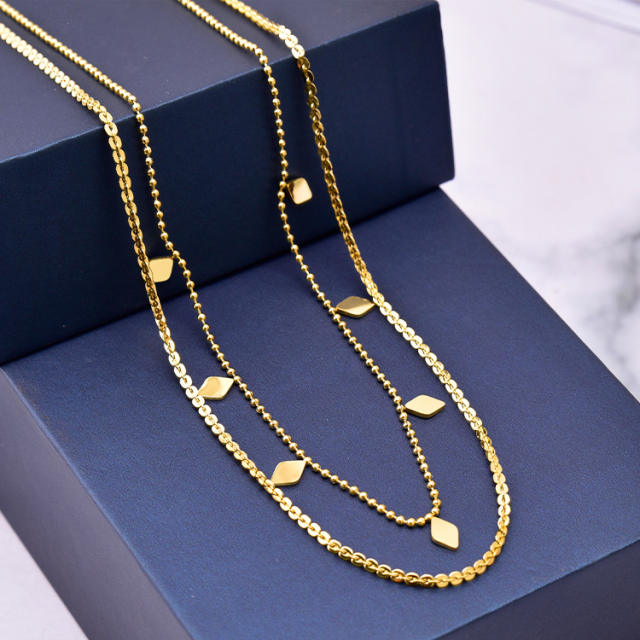Korean fashion two layer necklace stainless steel necklace