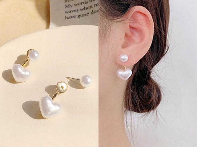 925 needle pearl ear studs