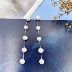 Vintage 925 needle water pearl dangle earrings