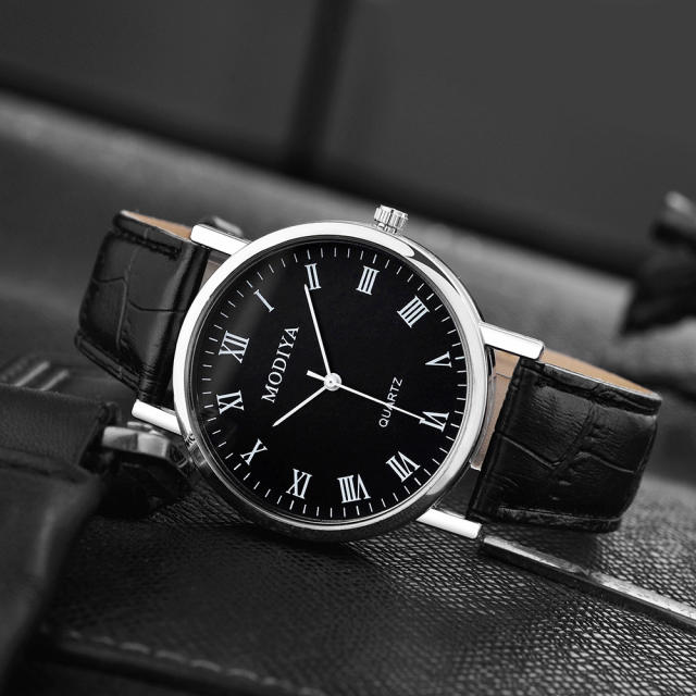Concise quartz PU belt men watch