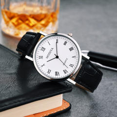 Concise quartz PU belt men watch