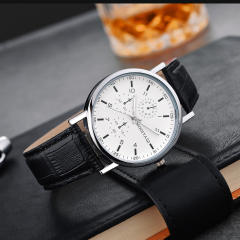 Concise quartz PU belt men watch
