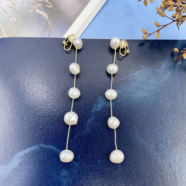 Vintage 925 needle water pearl dangle earrings