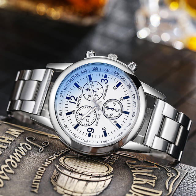 Steel belt classic quartz watch for men
