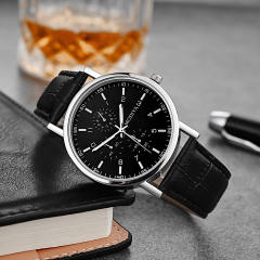 Concise quartz PU belt men watch