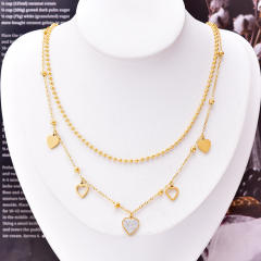 Korean fashion heart charm stainless steel necklace layer necklace