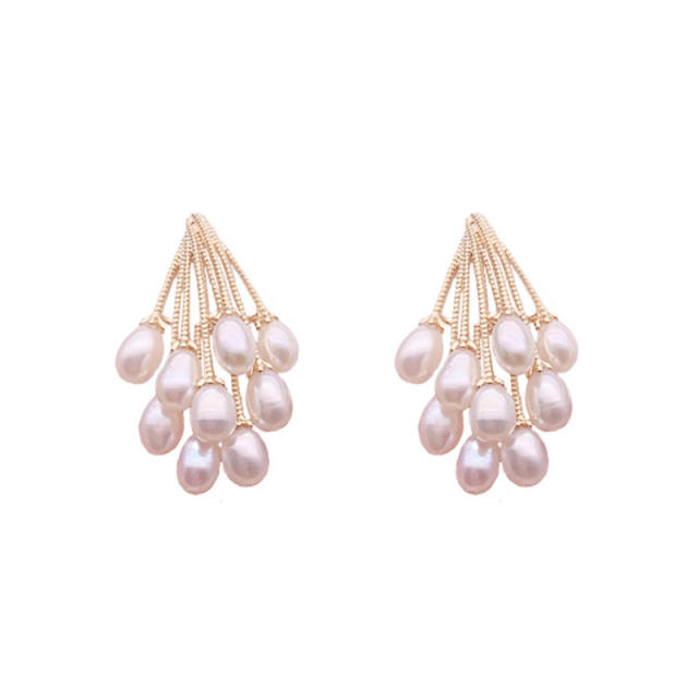 925 needle pearl ear studs