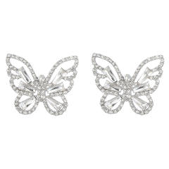 Color glass crystal statement butterfly earings