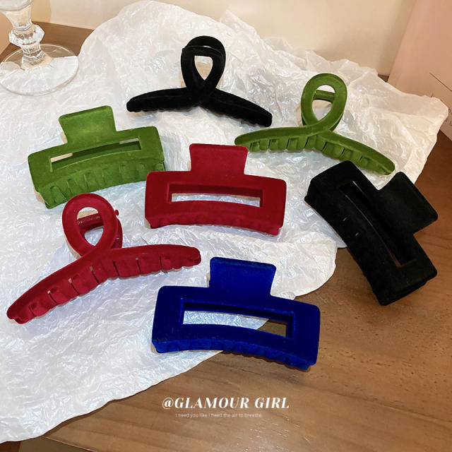 Easy match plain color hair claw clips