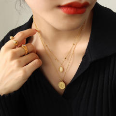 Vintage love letter oval pendant layer necklace stainless steel necklace