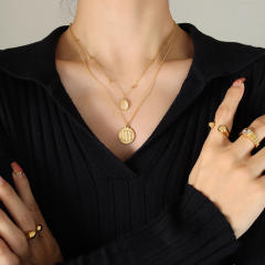 Vintage love letter oval pendant layer necklace stainless steel necklace