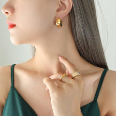 Emeral bead stainless steel earrings hoop earrings