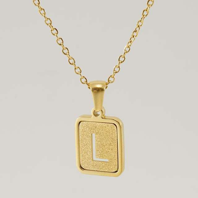 18K hollow initial necklace stainless steel necklace