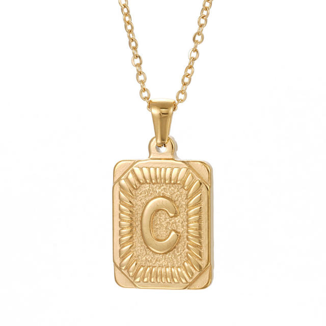 HIPHOP dog tag initial necklace for men stainless steel necklace