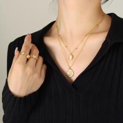 Vintage love letter oval pendant layer necklace stainless steel necklace