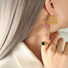 Real gold plated triangle shape copper earrings
