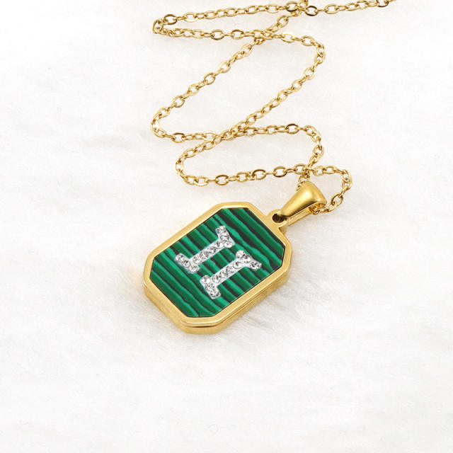 New design malachite diamond zodiac necklace stainless steel necklace