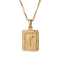 HIPHOP dog tag initial necklace for men stainless steel necklace