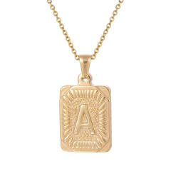 HIPHOP dog tag initial necklace for men stainless steel necklace
