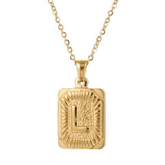 HIPHOP dog tag initial necklace for men stainless steel necklace