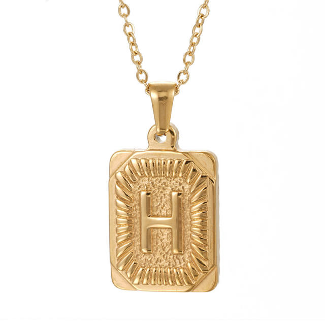 HIPHOP dog tag initial necklace for men stainless steel necklace