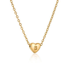 18K classic heart initial necklace stainless steel necklace