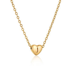 18K classic heart initial necklace stainless steel necklace