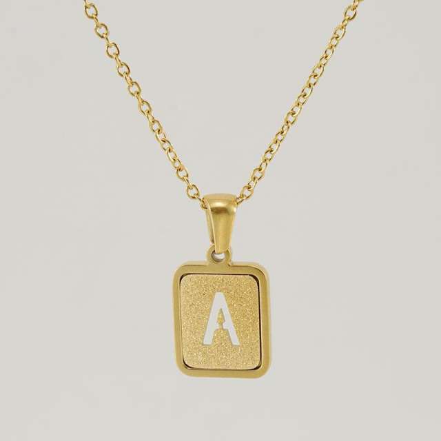 18K hollow initial necklace stainless steel necklace