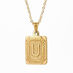 HIPHOP dog tag initial necklace for men stainless steel necklace
