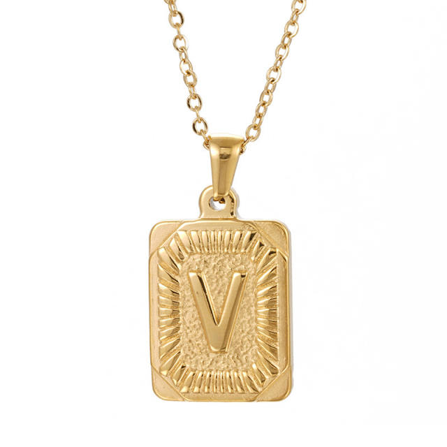 HIPHOP dog tag initial necklace for men stainless steel necklace