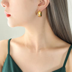 Emeral bead stainless steel earrings hoop earrings
