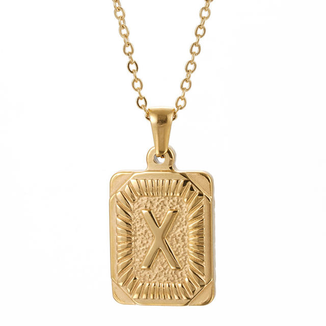 HIPHOP dog tag initial necklace for men stainless steel necklace