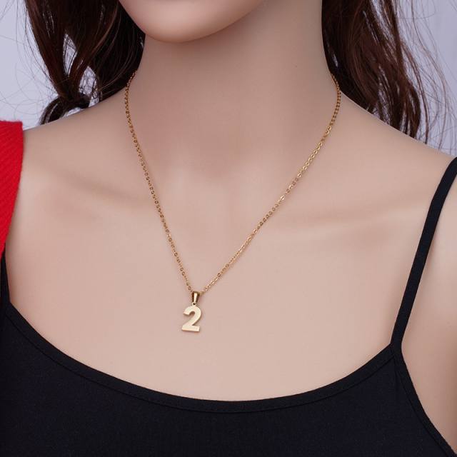 18K stainless teel necklace letter 0 to 9