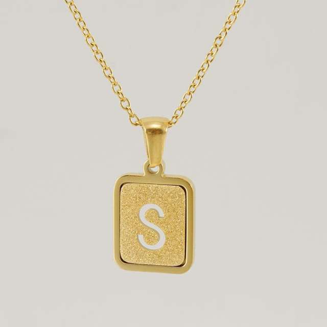 18K hollow initial necklace stainless steel necklace