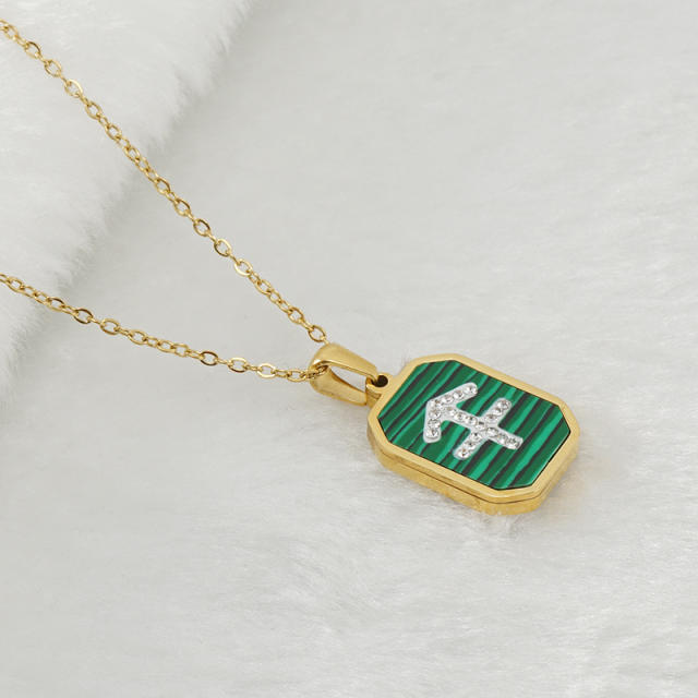 New design malachite diamond zodiac necklace stainless steel necklace