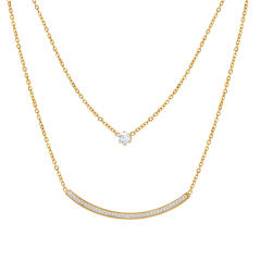 Smiling face two layer stainless steel necklace dainty necklace