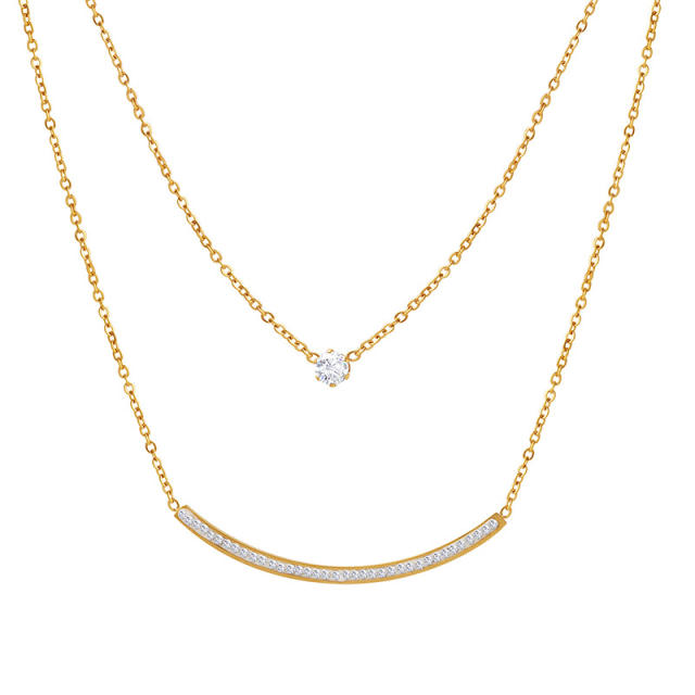 Smiling face two layer stainless steel necklace dainty necklace
