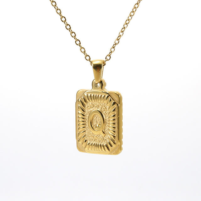 HIPHOP dog tag initial necklace for men stainless steel necklace