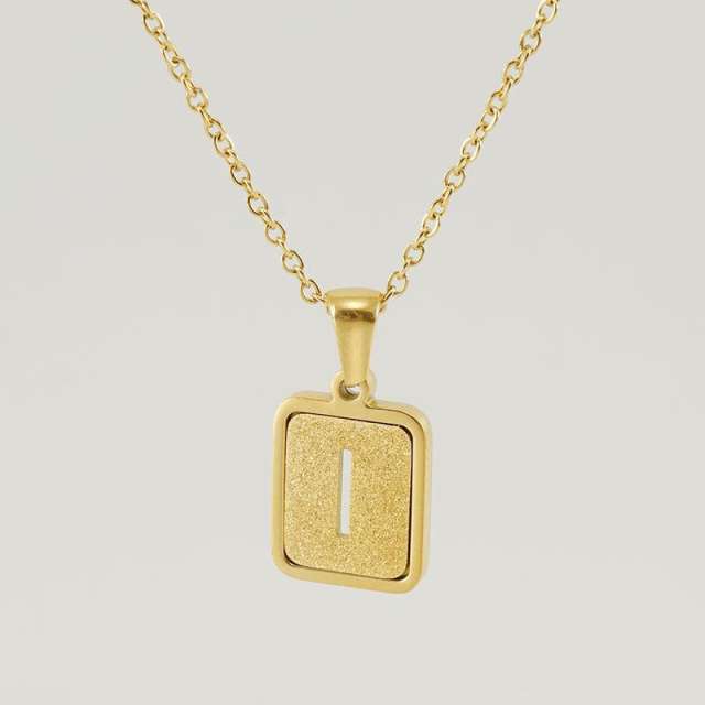 18K hollow initial necklace stainless steel necklace