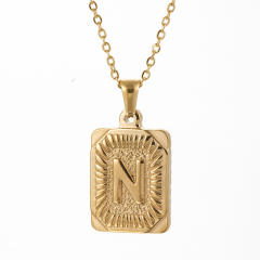 HIPHOP dog tag initial necklace for men stainless steel necklace