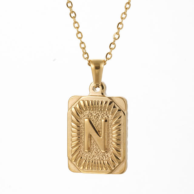 HIPHOP dog tag initial necklace for men stainless steel necklace
