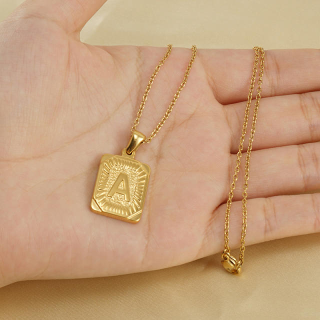 HIPHOP dog tag initial necklace for men stainless steel necklace