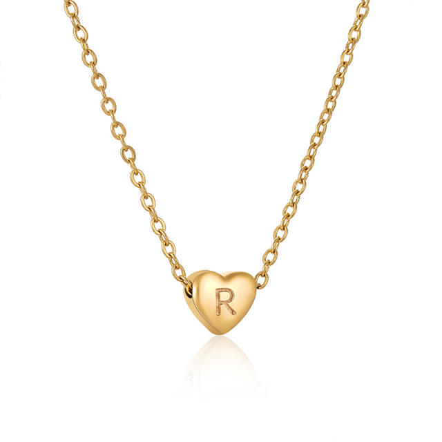 18K classic heart initial necklace stainless steel necklace