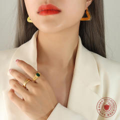 Real gold plated triangle shape copper earrings
