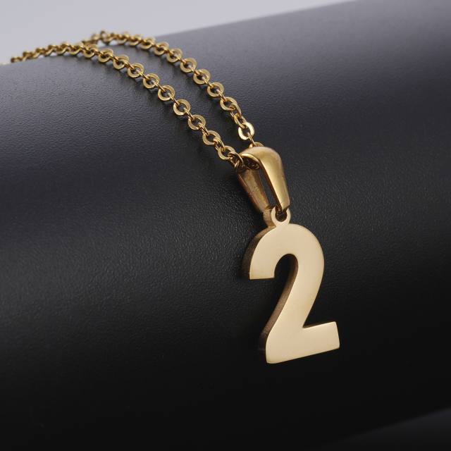 18K stainless teel necklace letter 0 to 9