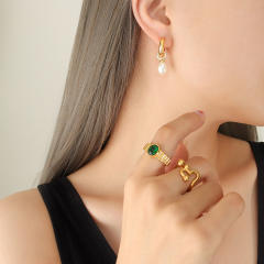 Baroque pearl stainless steel earrings