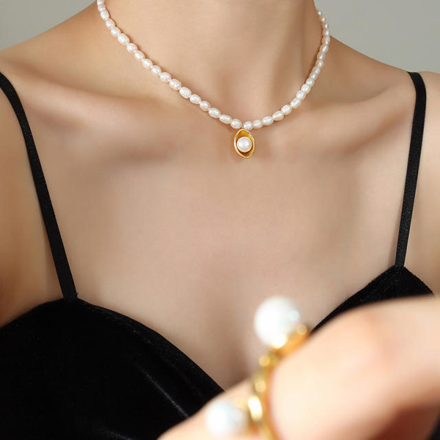 French water pearl bead choker necklace